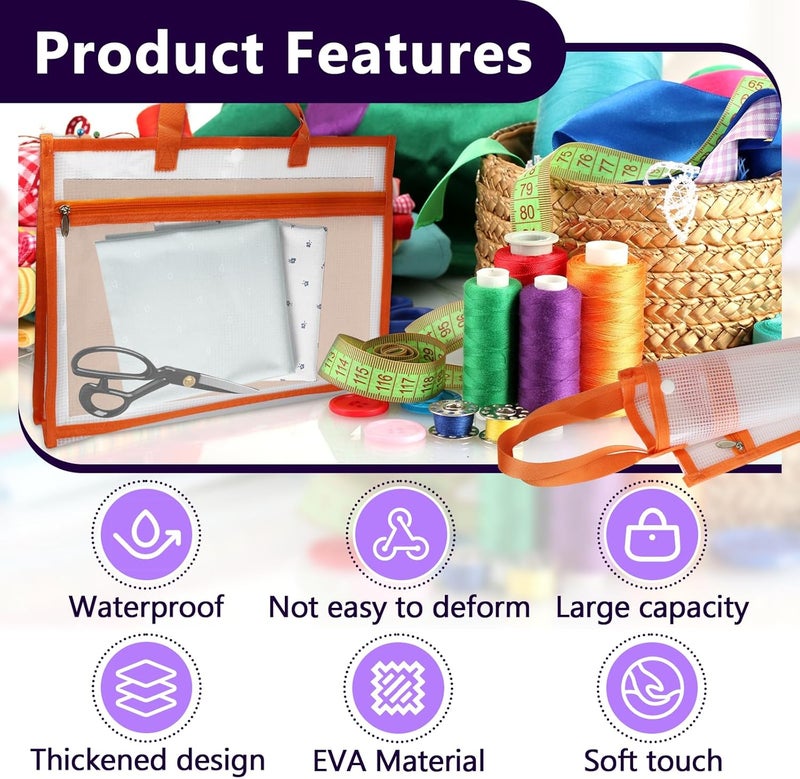 chaseroad Portable Project Bags for Quilting Knitting, Stitching and Embroidery Projects Storage, Sew Project Bag with Zipper and Double Pockets, Transparent Mesh Sewing Project Bag for Crafter - Image 4